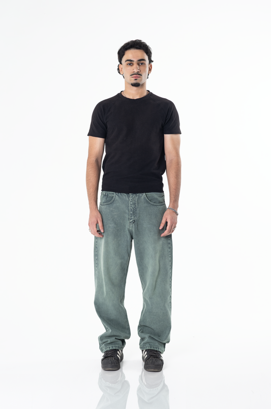 LIME WASH BAGGY DENIM
