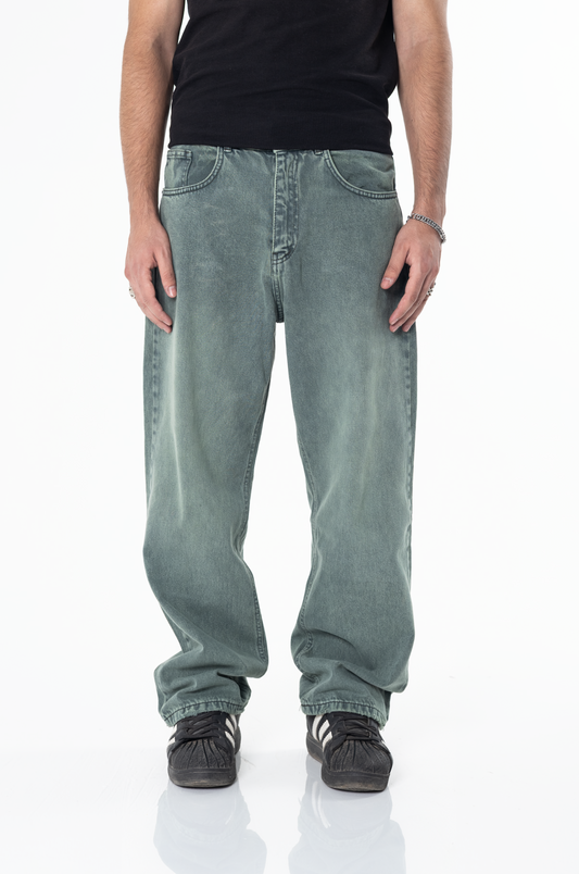 LIME WASH BAGGY DENIM
