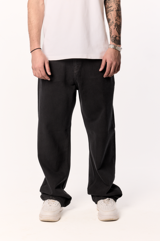CHARCOAL BLACK BAGGY DENIM