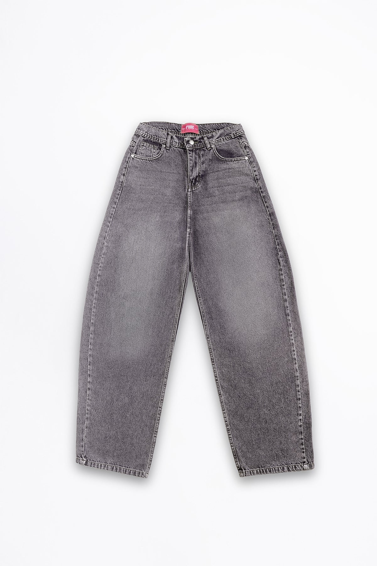 Gray baggy jeans on a white background