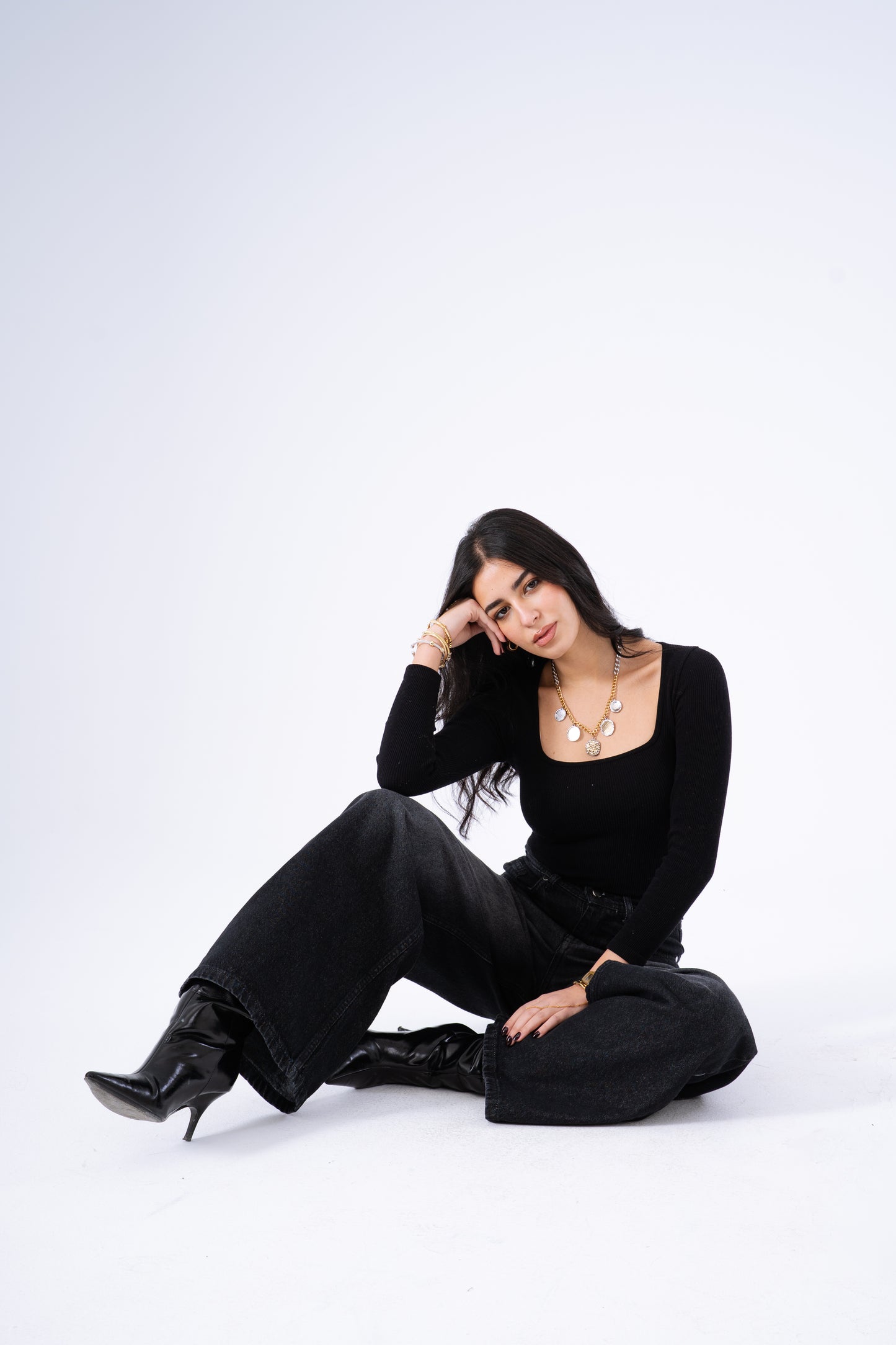 Ash Black Wide Leg Denim