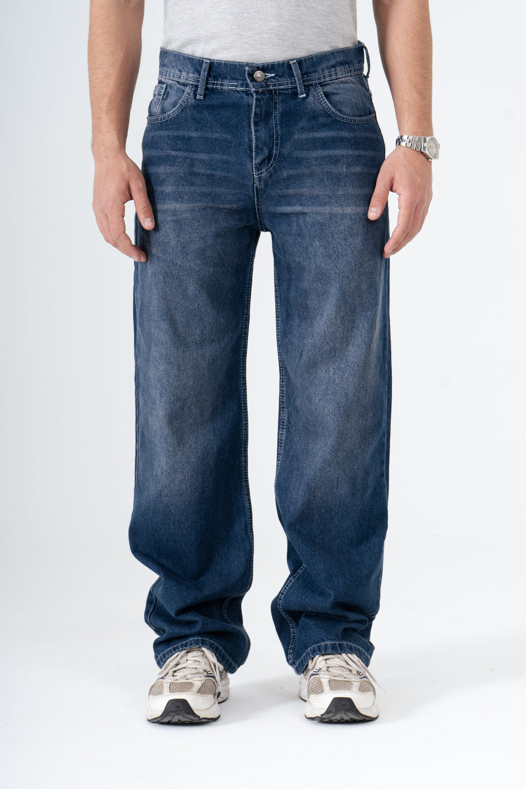 Blue washed Wide Leg Jeans