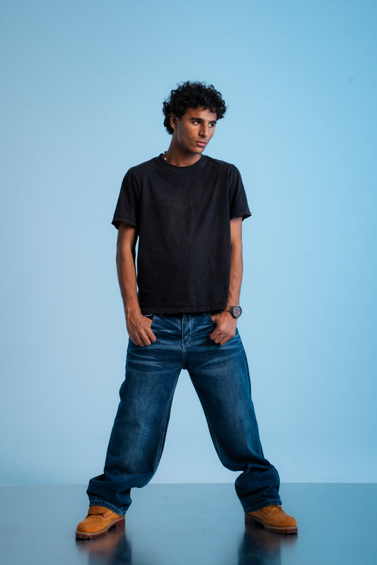 WHITE POCKET DARK BLUE BAGGY