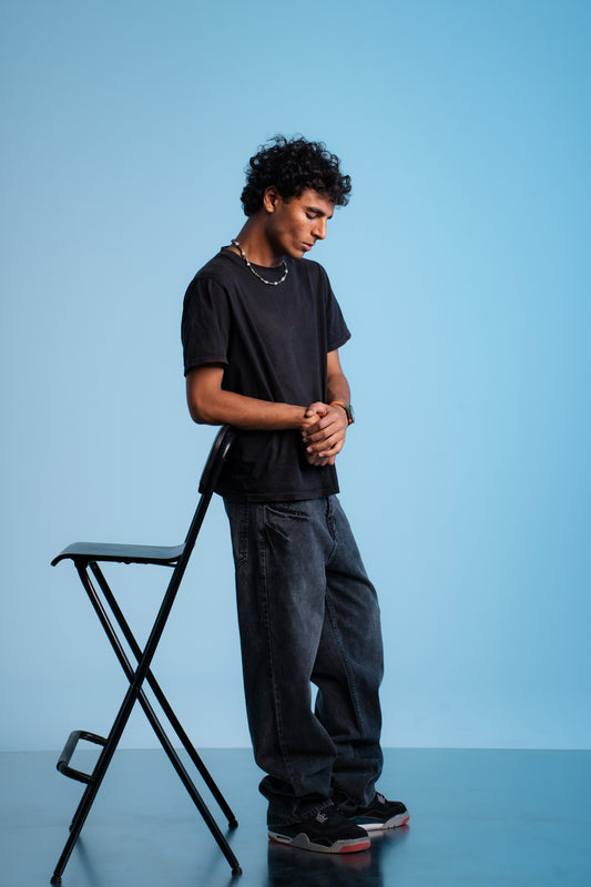 THUNDERBOLT BLACK BAGGY DENIM