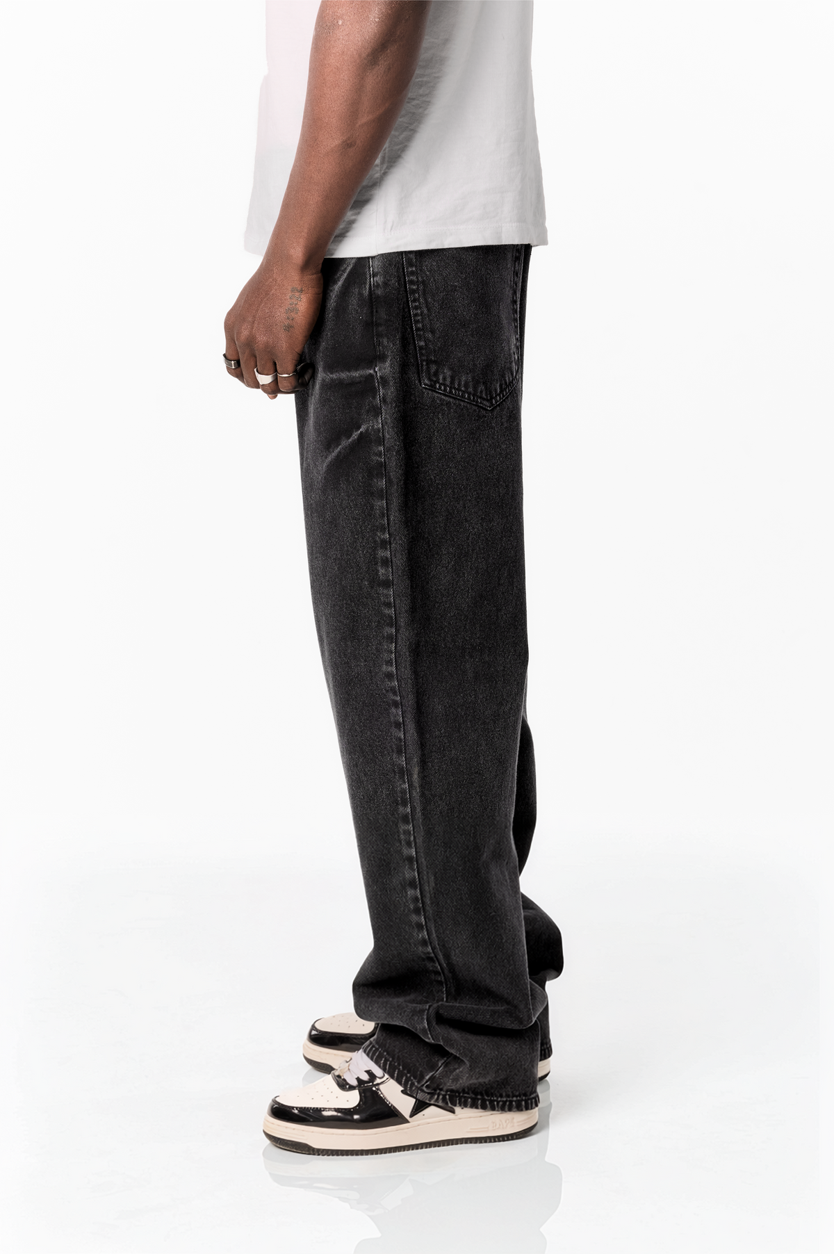 THUNDERBOLT GREY BAGGY DENIM
