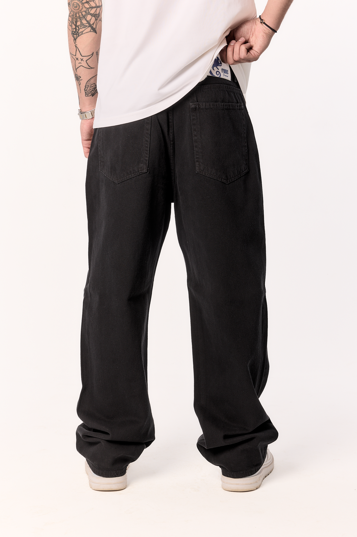 CHARCOAL BLACK BAGGY DENIM