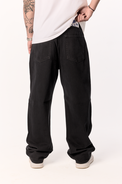 CHARCOAL BLACK BAGGY DENIM