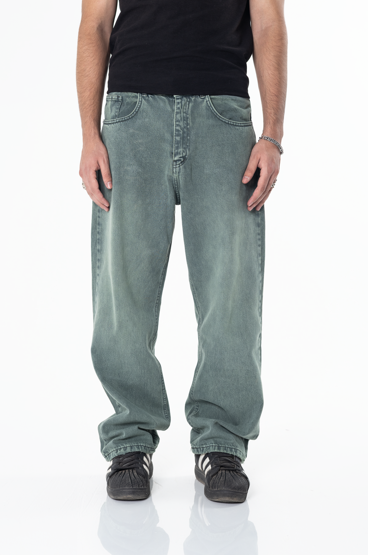 LIME WASH BAGGY DENIM