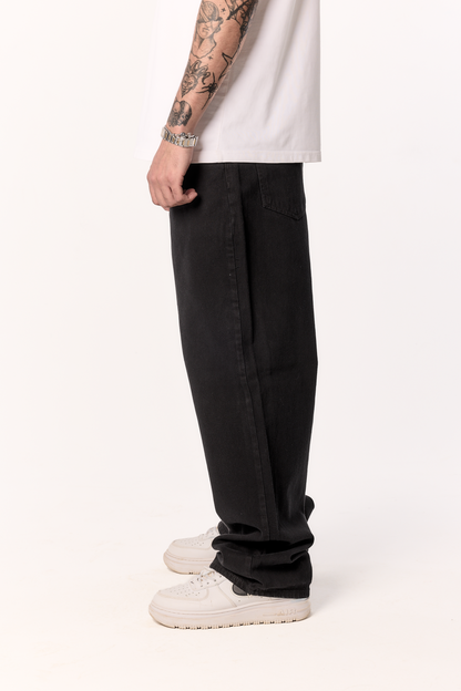 CHARCOAL BLACK BAGGY DENIM
