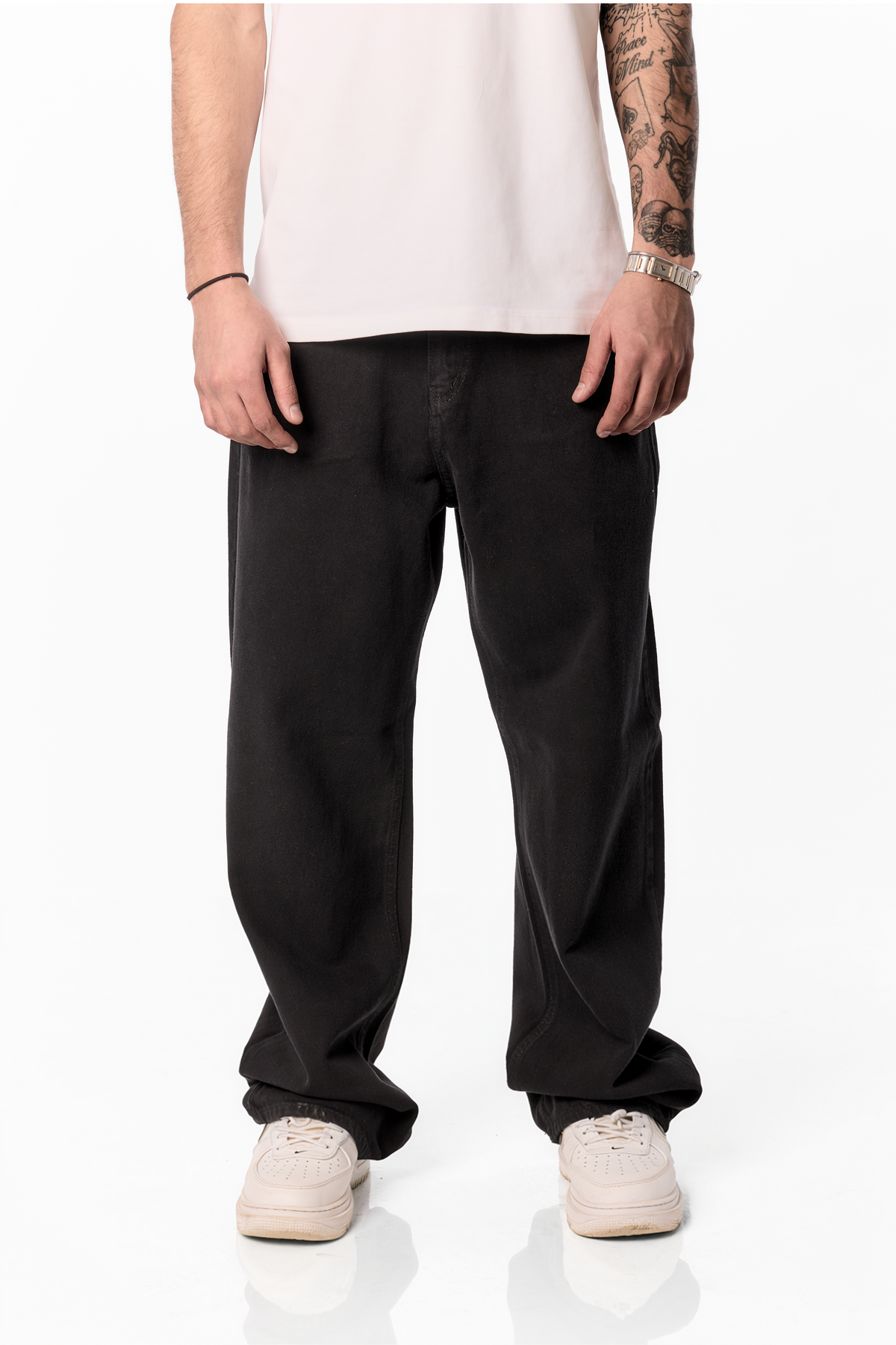 CHARCOAL BLACK BAGGY DENIM