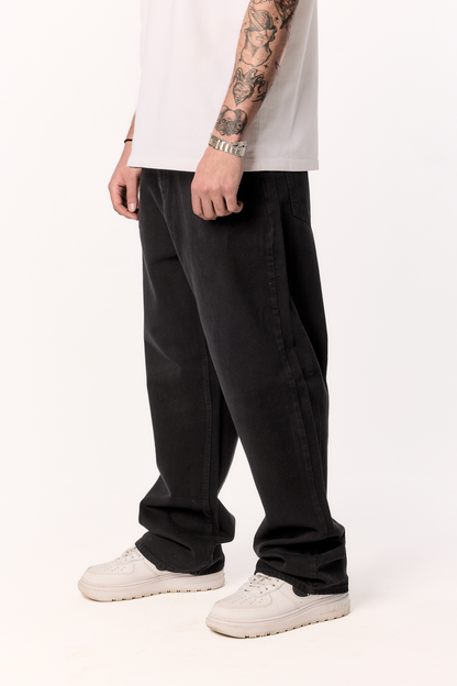 CHARCOAL BLACK BAGGY DENIM