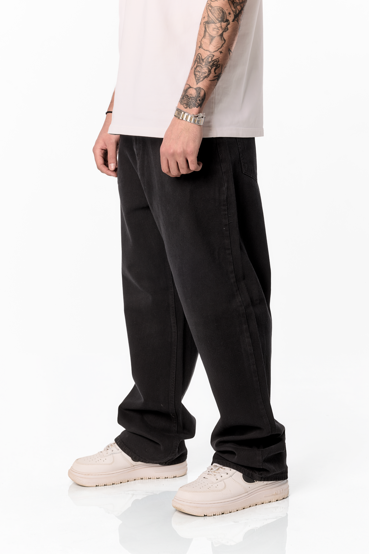 CHARCOAL BLACK BAGGY DENIM