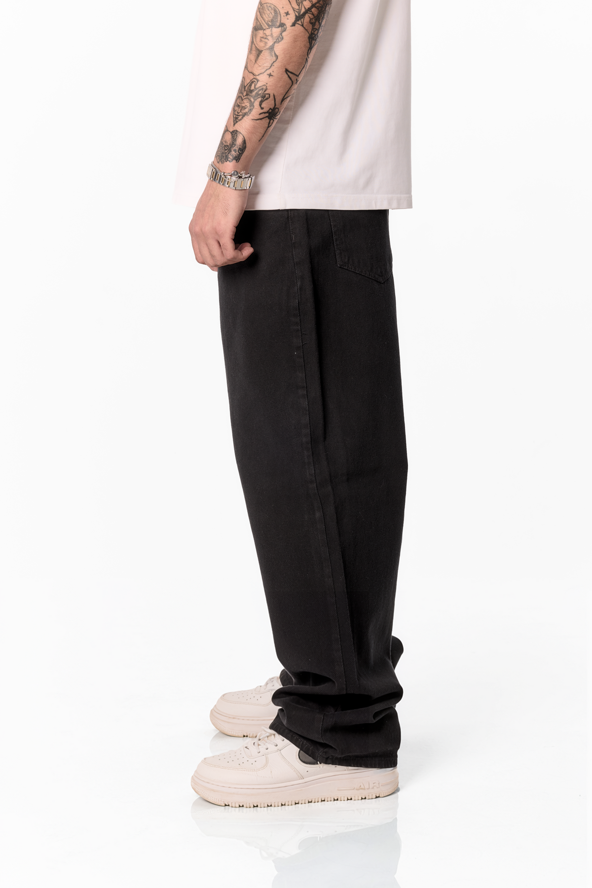 CHARCOAL BLACK BAGGY DENIM