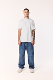 STITCHED BLUE BAGGY DENIM