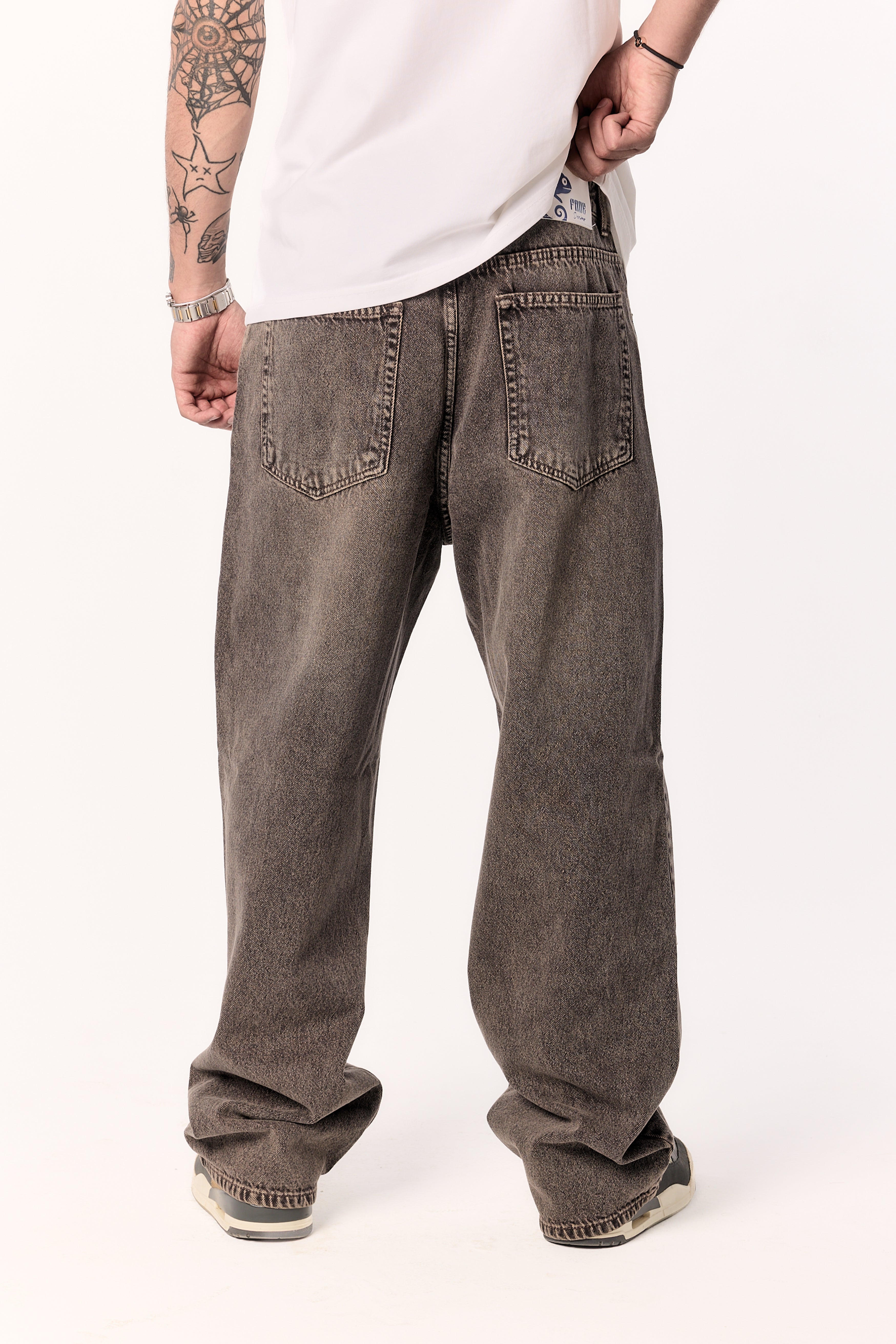 Brown Flex Baggy Denim – Stretch Wide Leg Jeans | FADE DENIMS