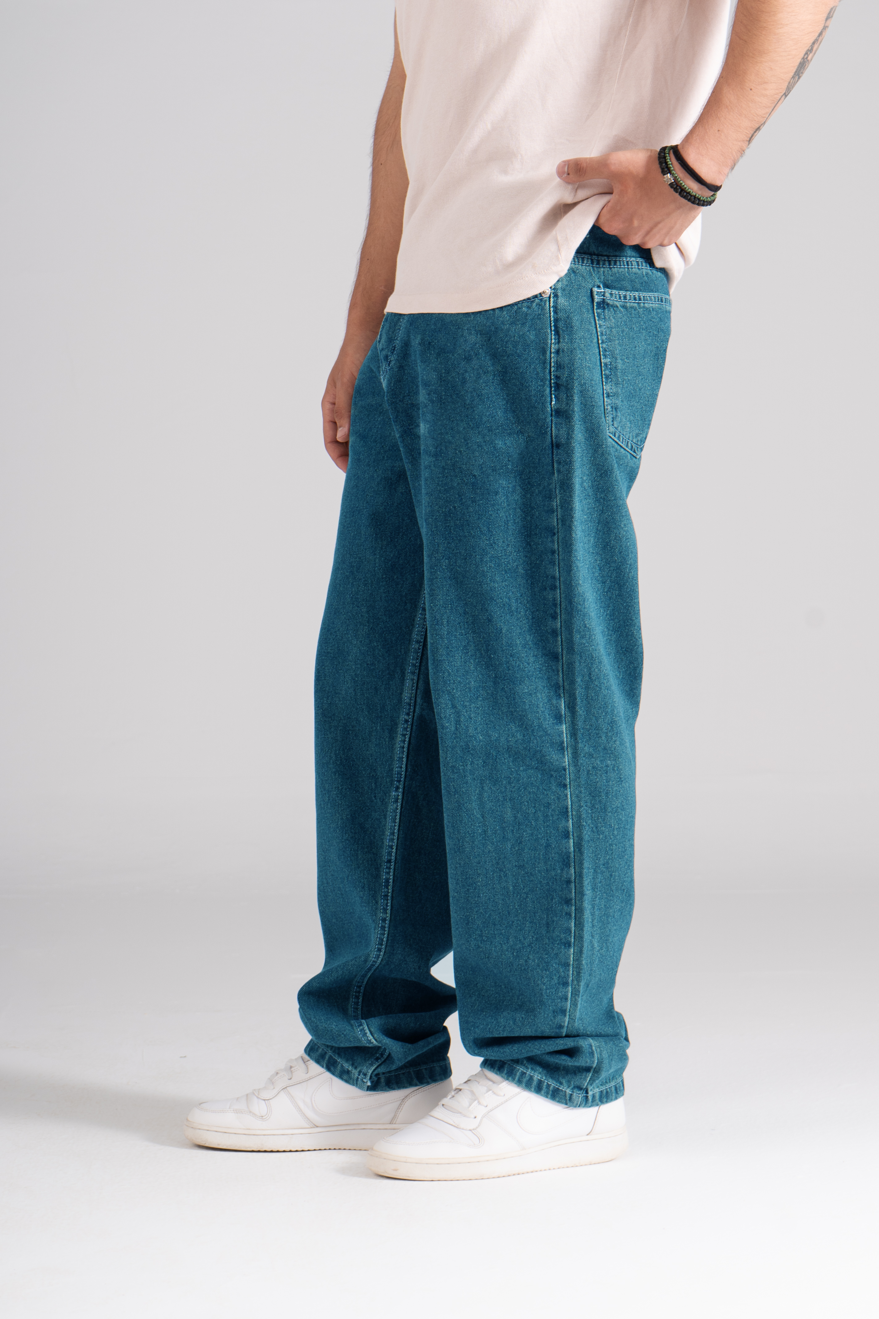 Teal Fade Baggy Fit Jeans
