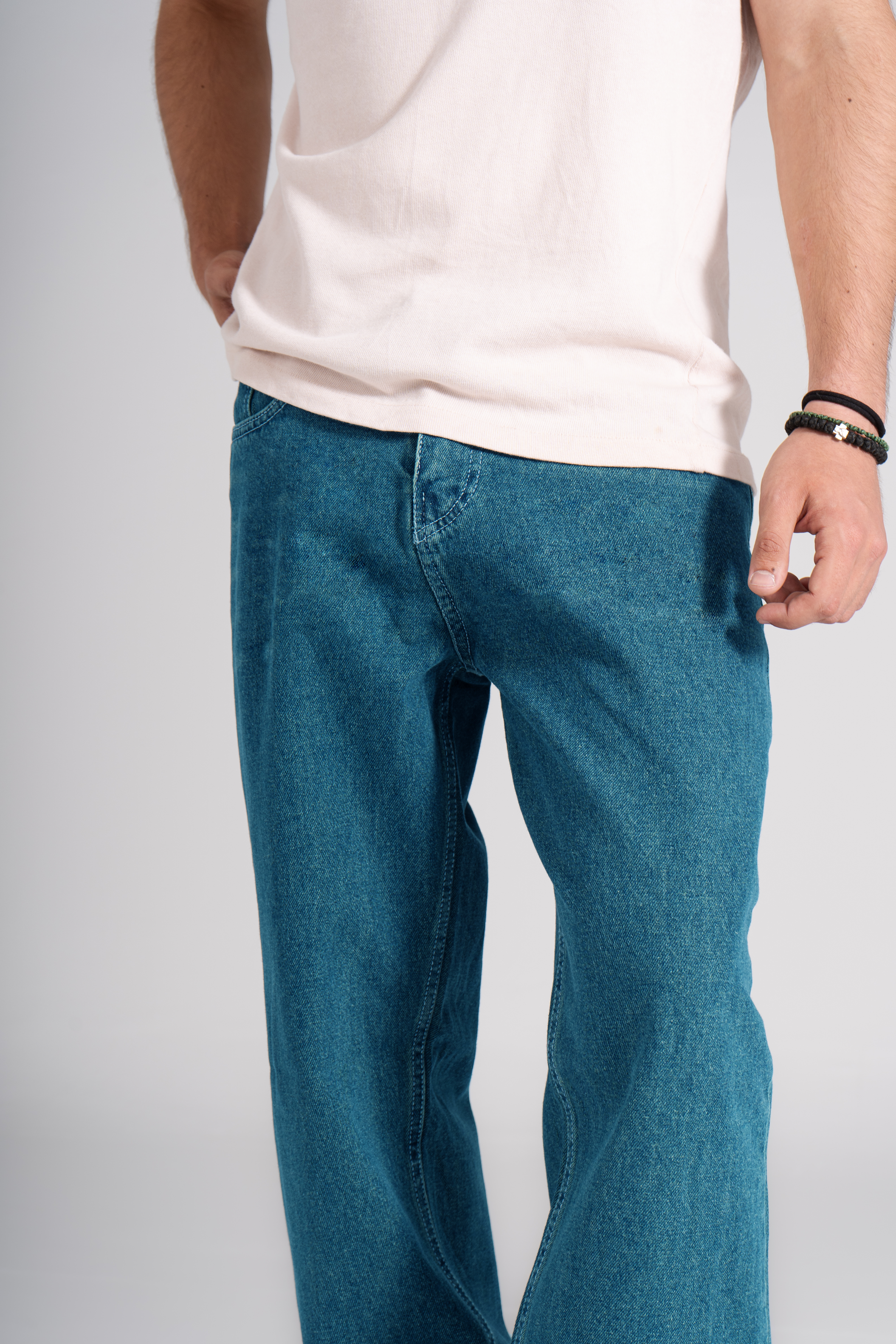 Teal Fade Baggy Fit Jeans