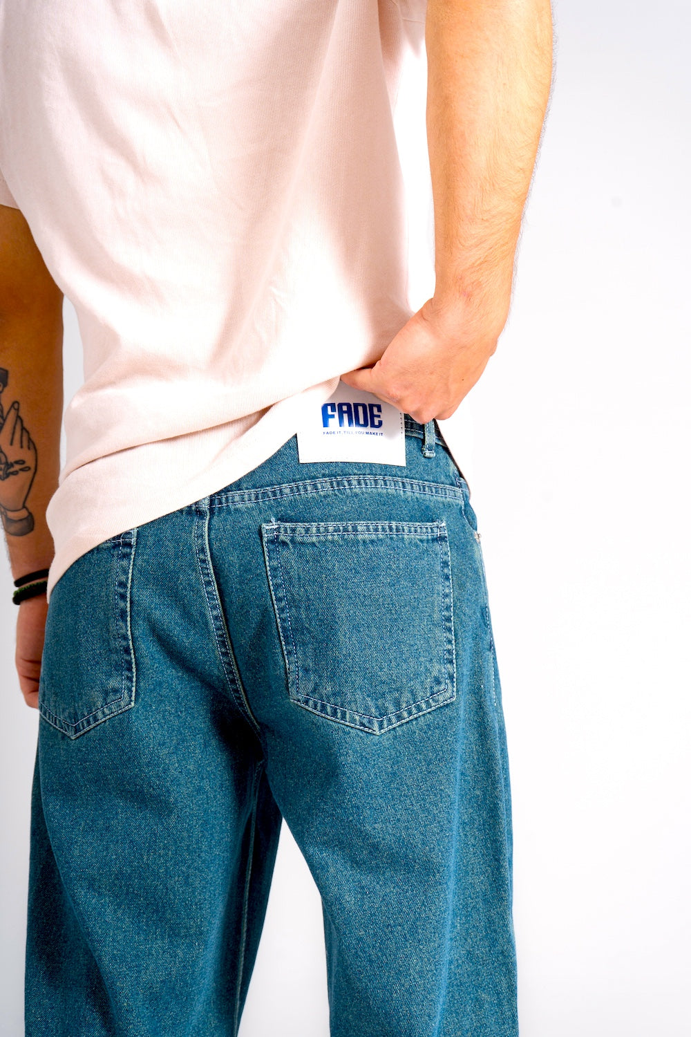 Teal Fade Baggy Fit Jeans