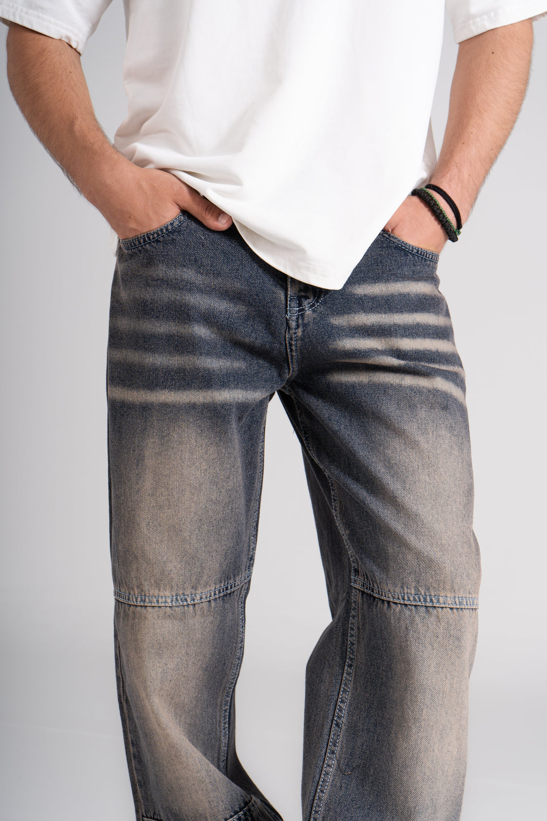 Faded-Fire Baggy Fit Jeans