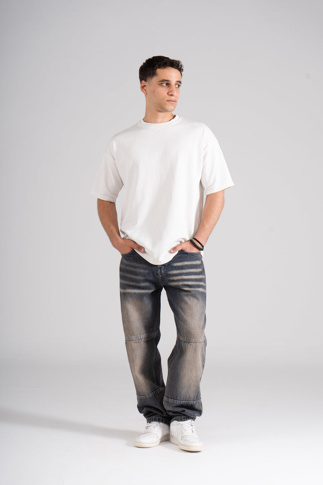 Faded-Fire Baggy Fit Jeans