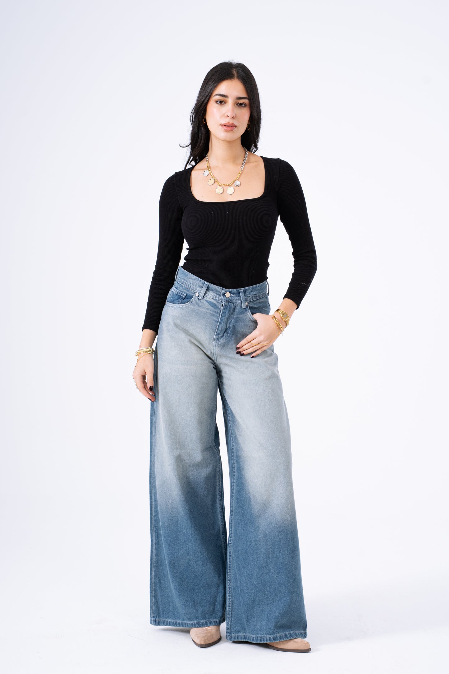 Cloudy Blue Wide Leg Denim