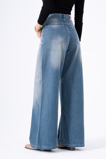 Cloudy Blue Wide Leg Denim