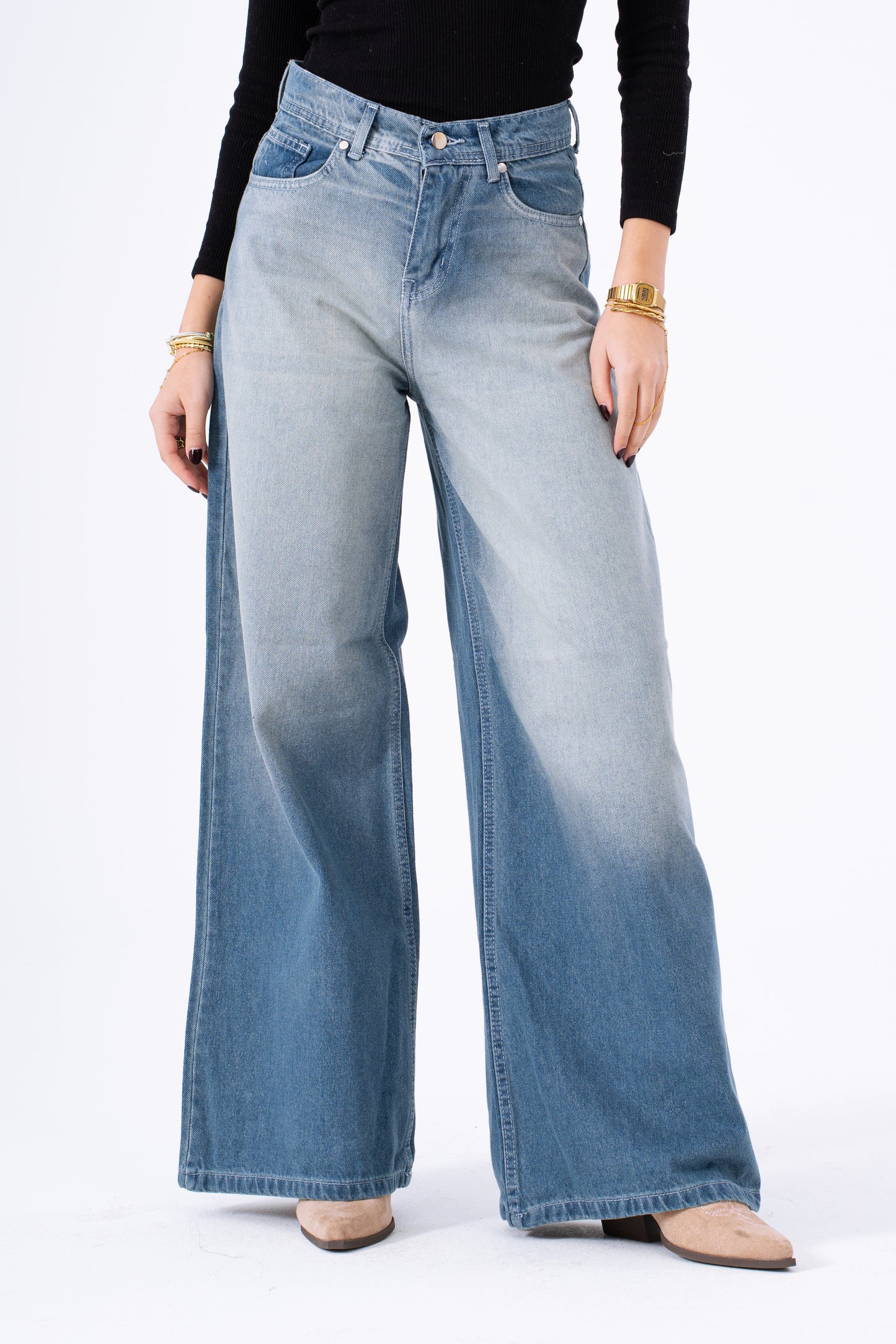 Cloudy Blue Wide Leg Denim