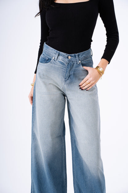 Cloudy Blue Wide Leg Denim