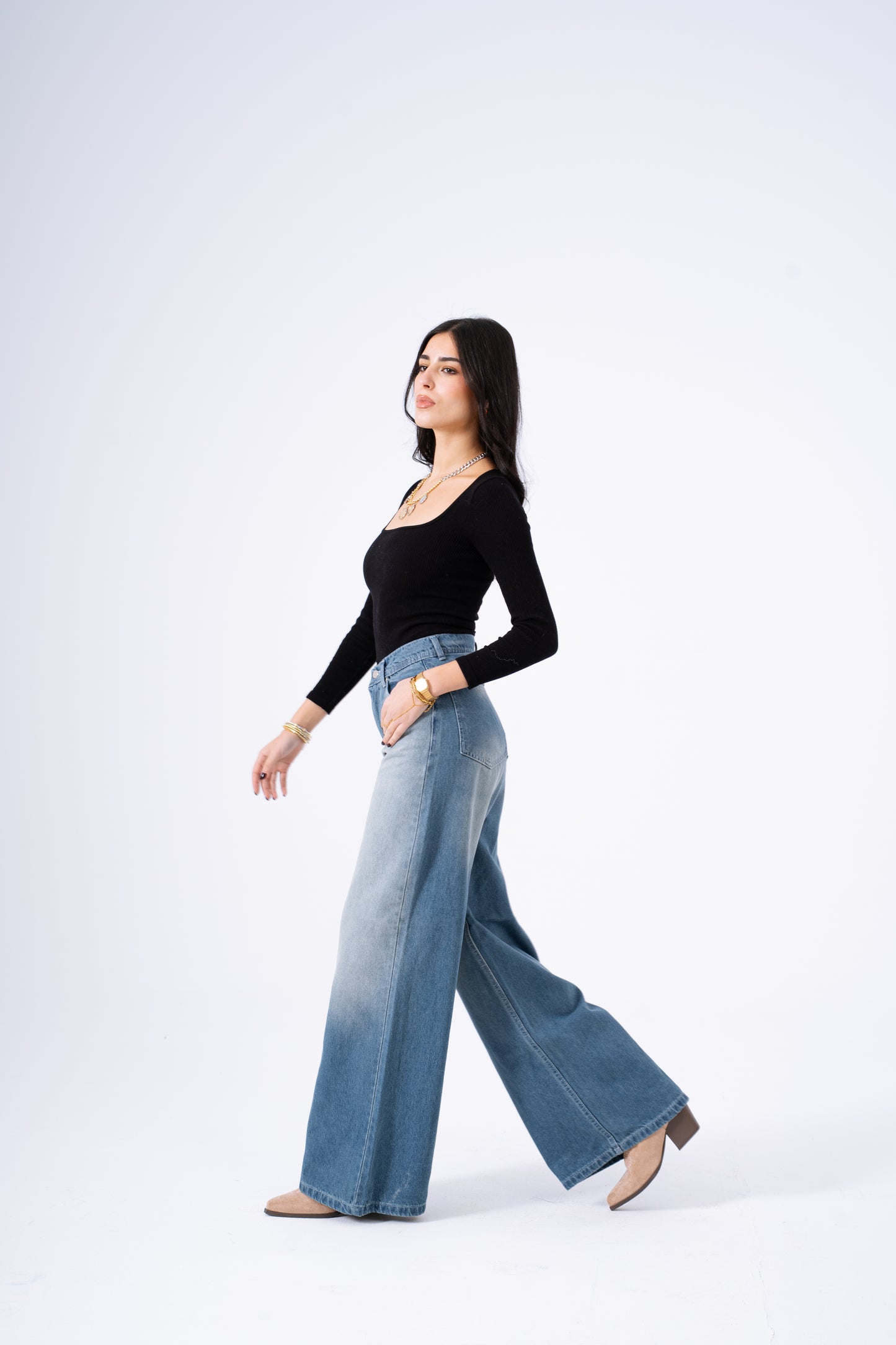 Cloudy Blue Wide Leg Denim