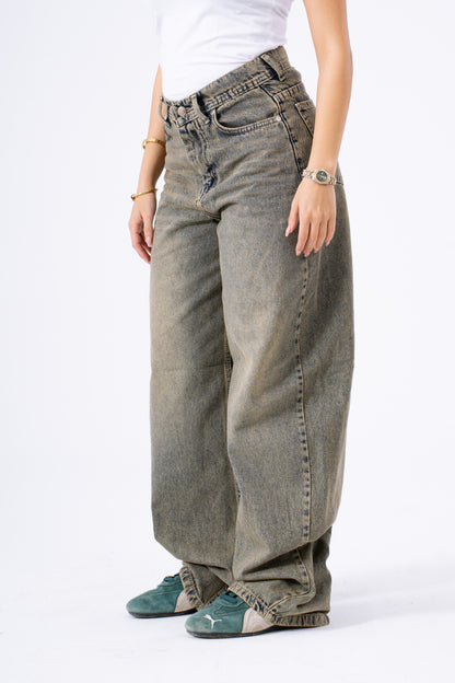 Latte Drip Baggy Denim