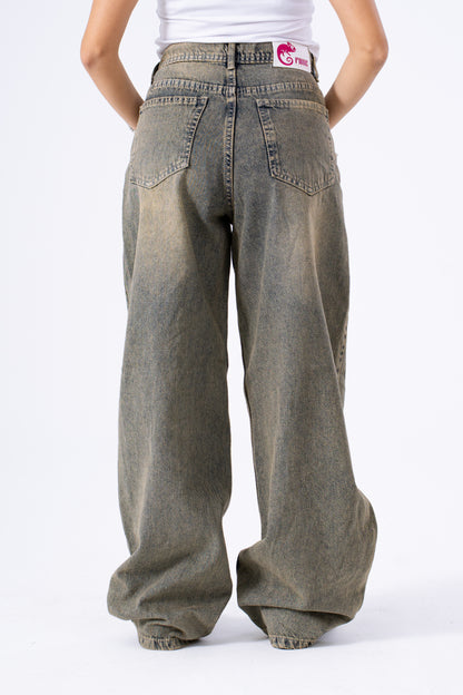 Latte Drip Baggy Denim