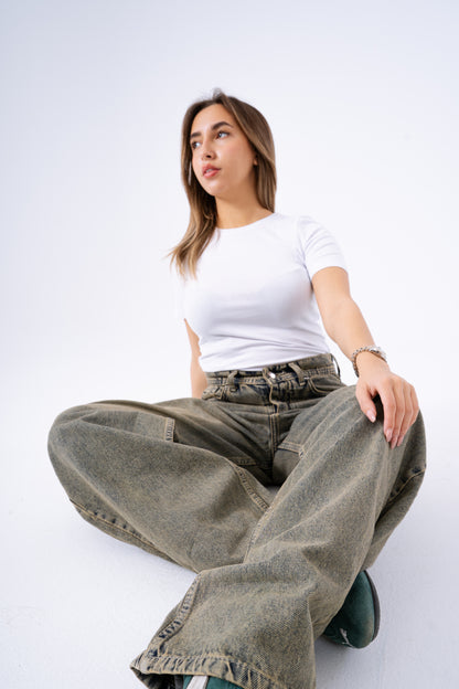 Latte Drip Baggy Denim