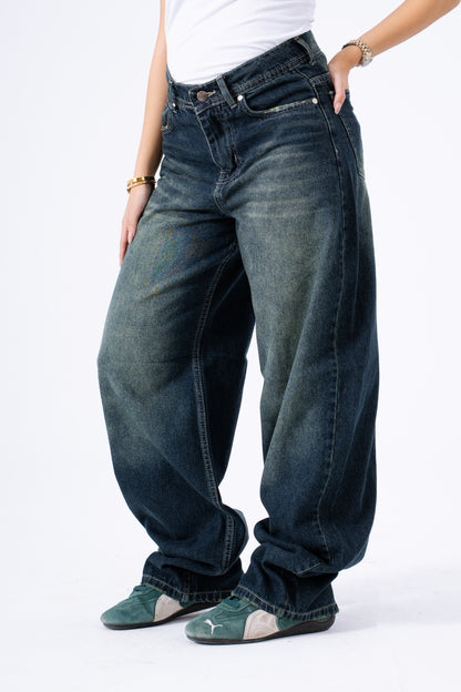 Earthy Matcha Baggy Denim