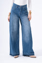 Blue Aura Frayed Wide-Leg Denim