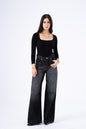 Ash Black Wide Leg Denim
