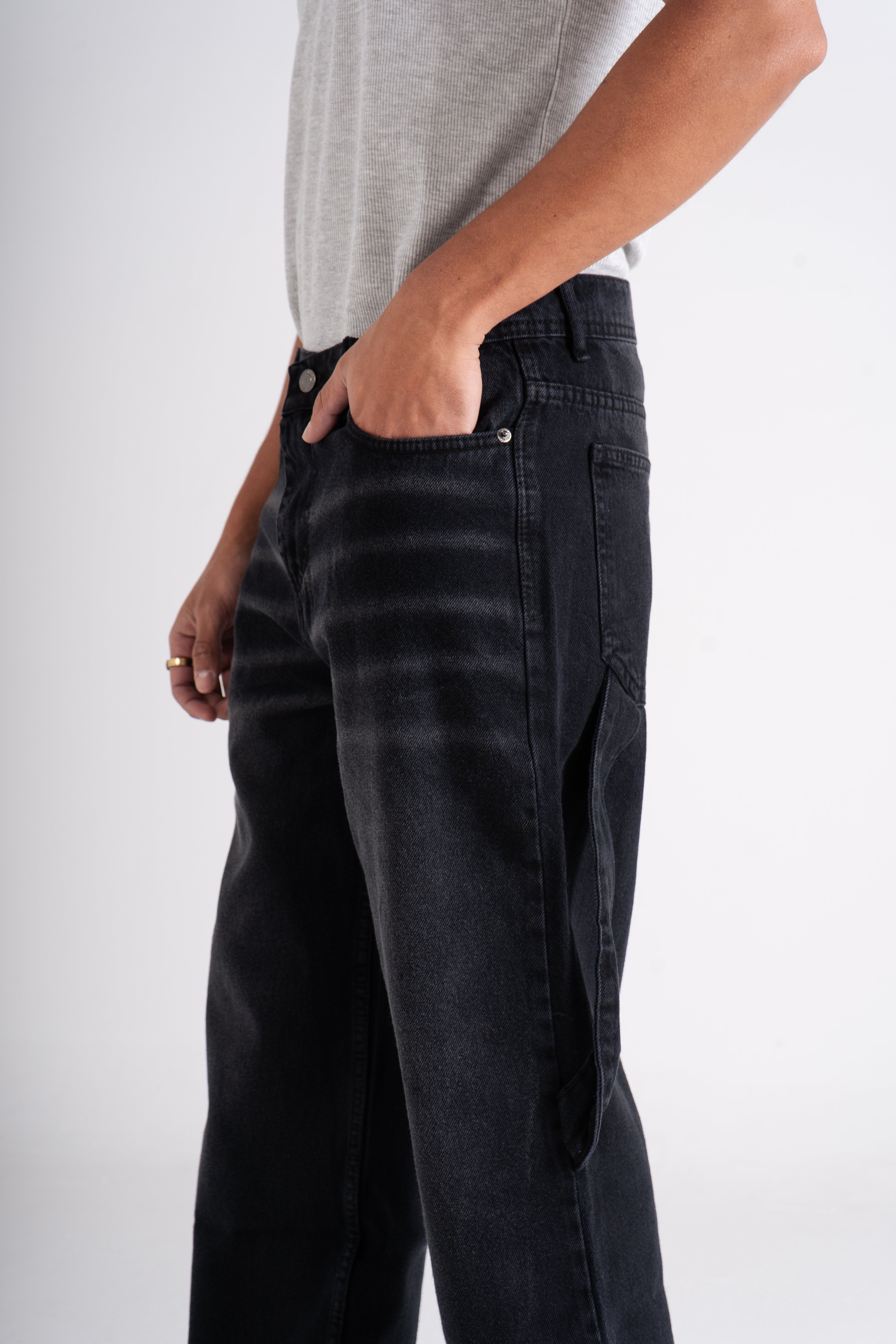 Black Carpenter Wide Leg Fit Jeans