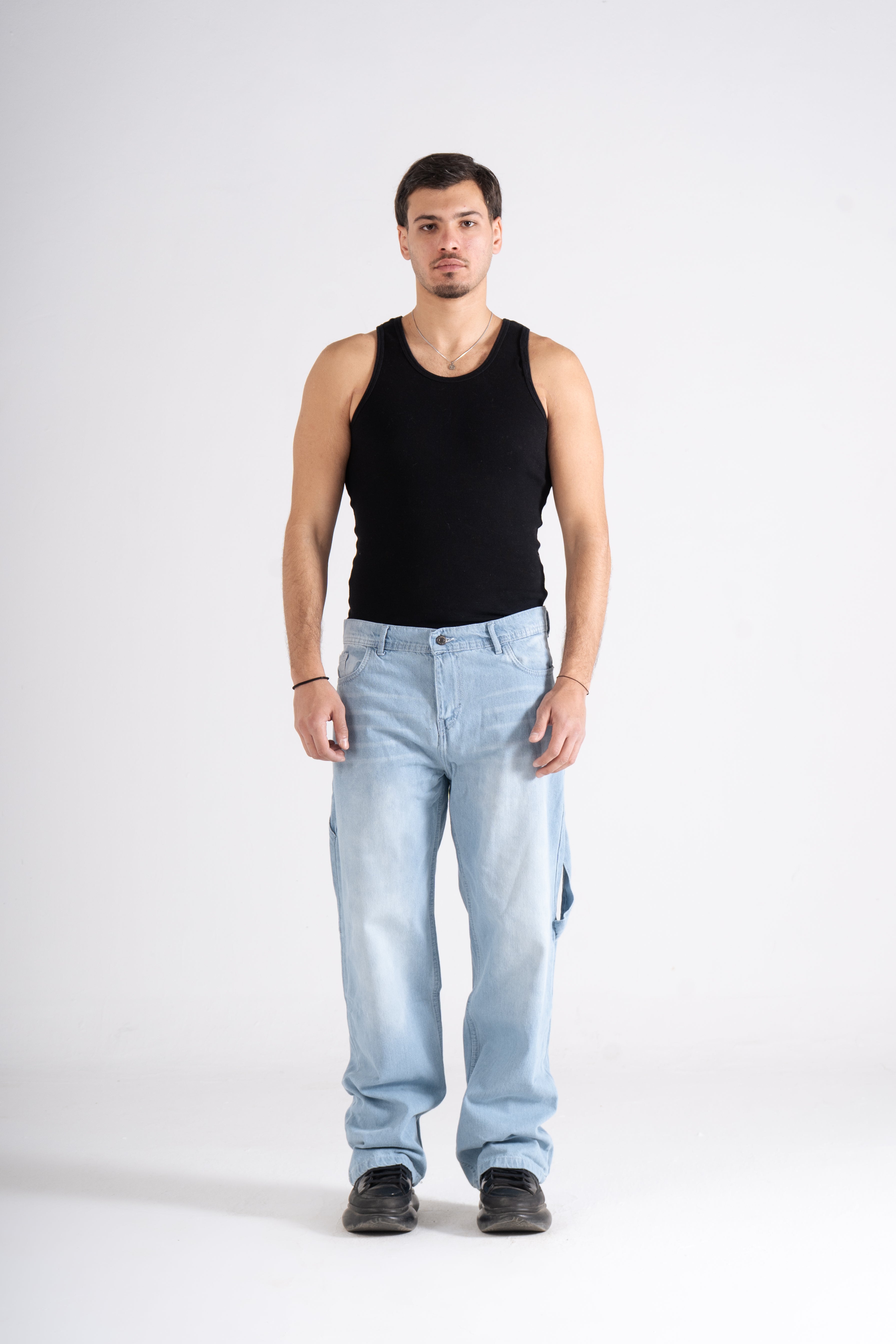 Sky Blue Carpenter wide Leg Fit Jeans