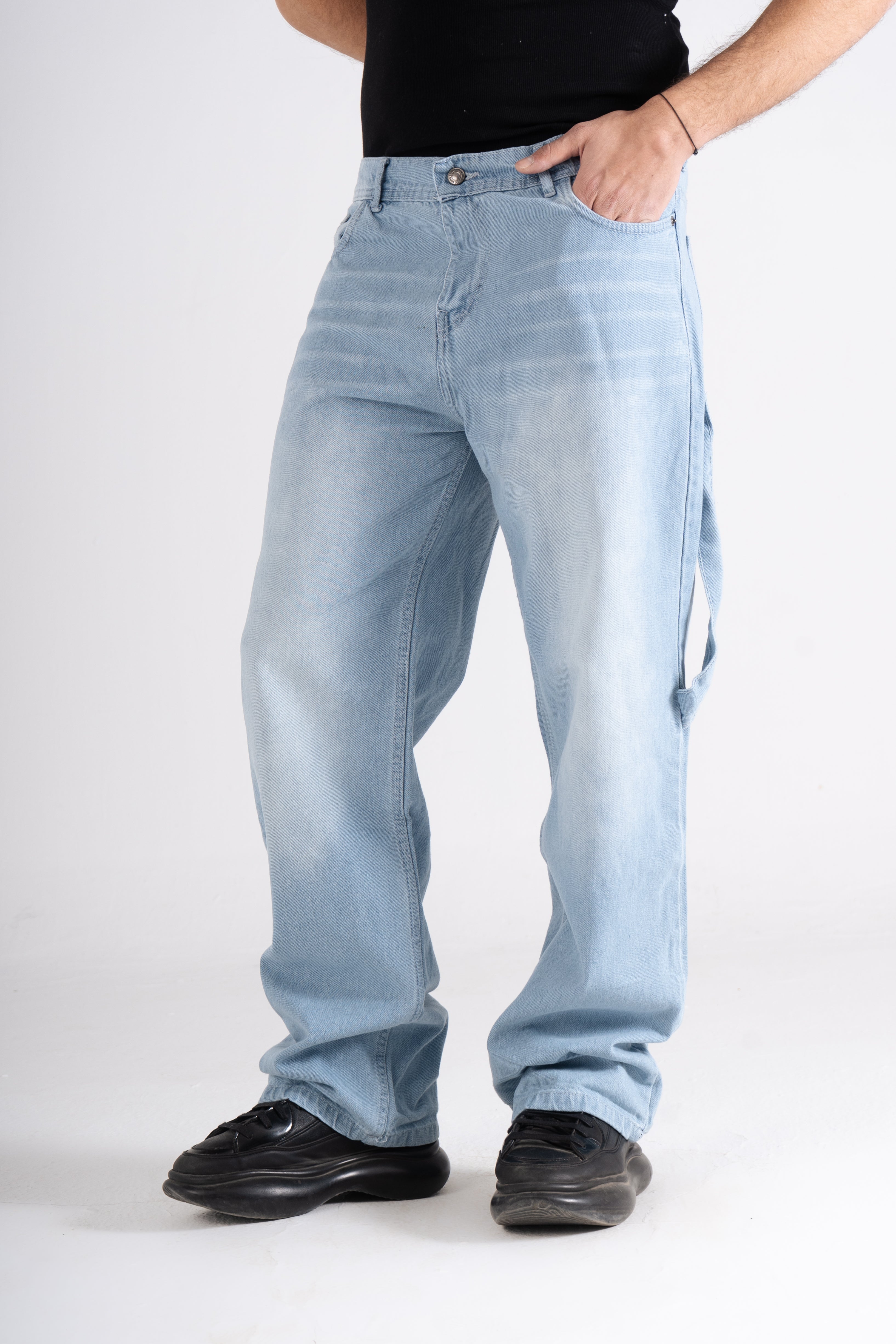 Sky Blue Carpenter wide Leg Fit Jeans