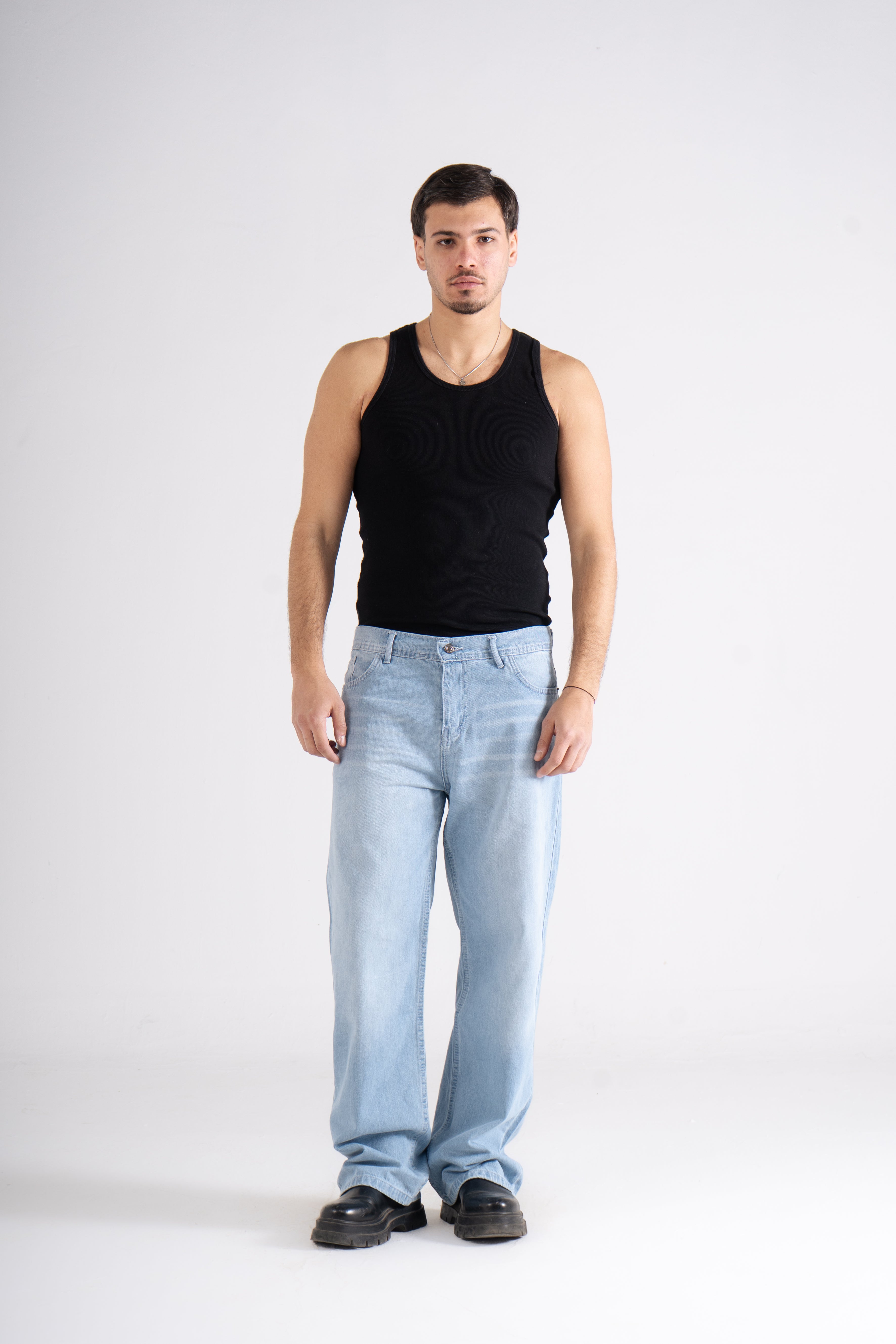Sky Blue washed Wide Leg Jeans
