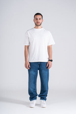 Blue Baggy Fit Jeans - Ribbed Cuff