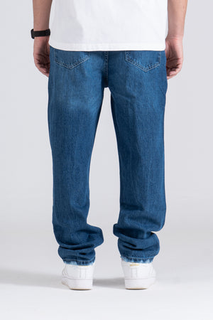 Blue Baggy Fit Jeans - Ribbed Cuff