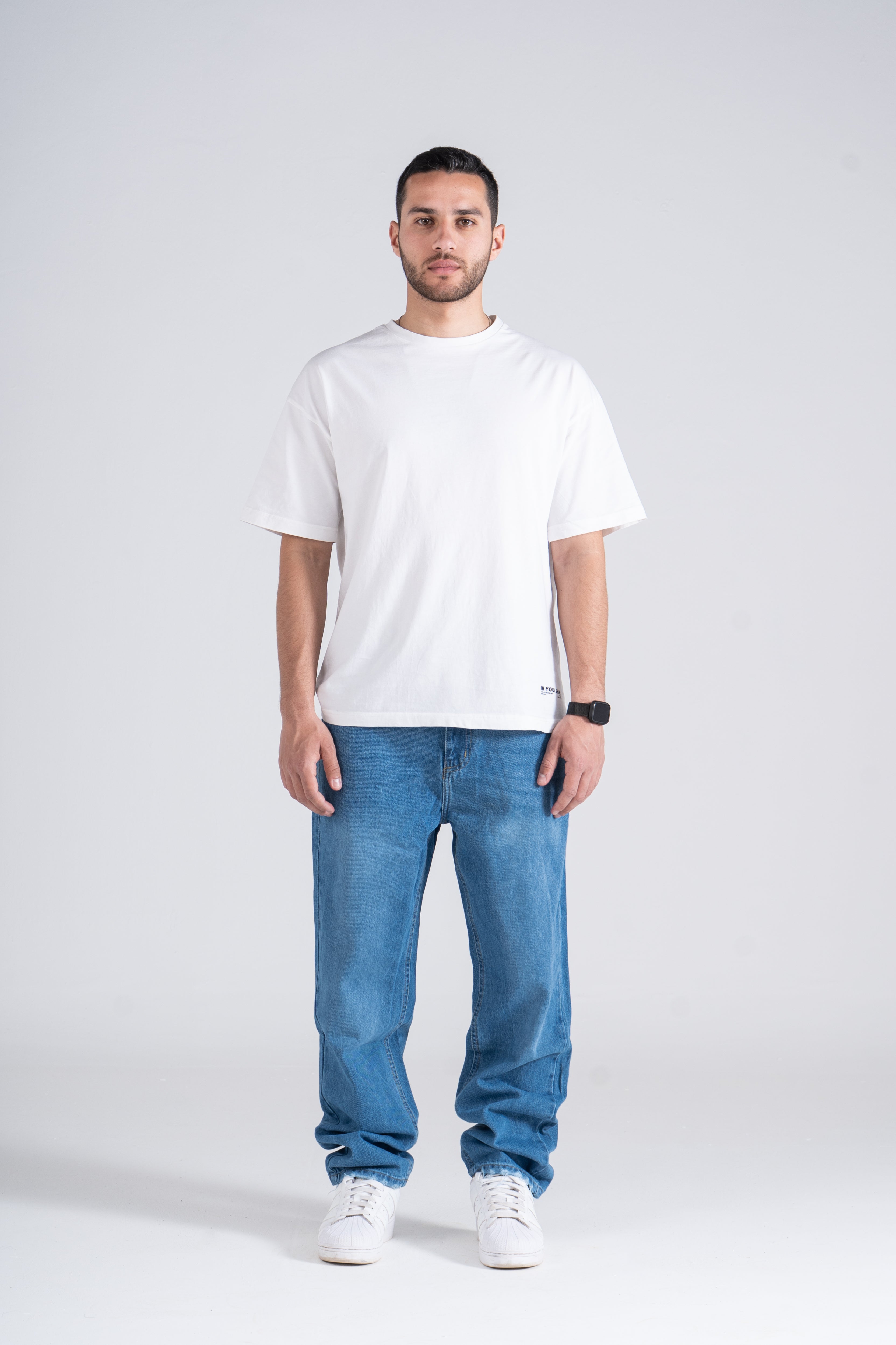 Light Blue Baggy Fit Jeans - Ribbed Cuff