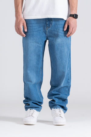 Light Blue Baggy Fit Jeans - Ribbed Cuff