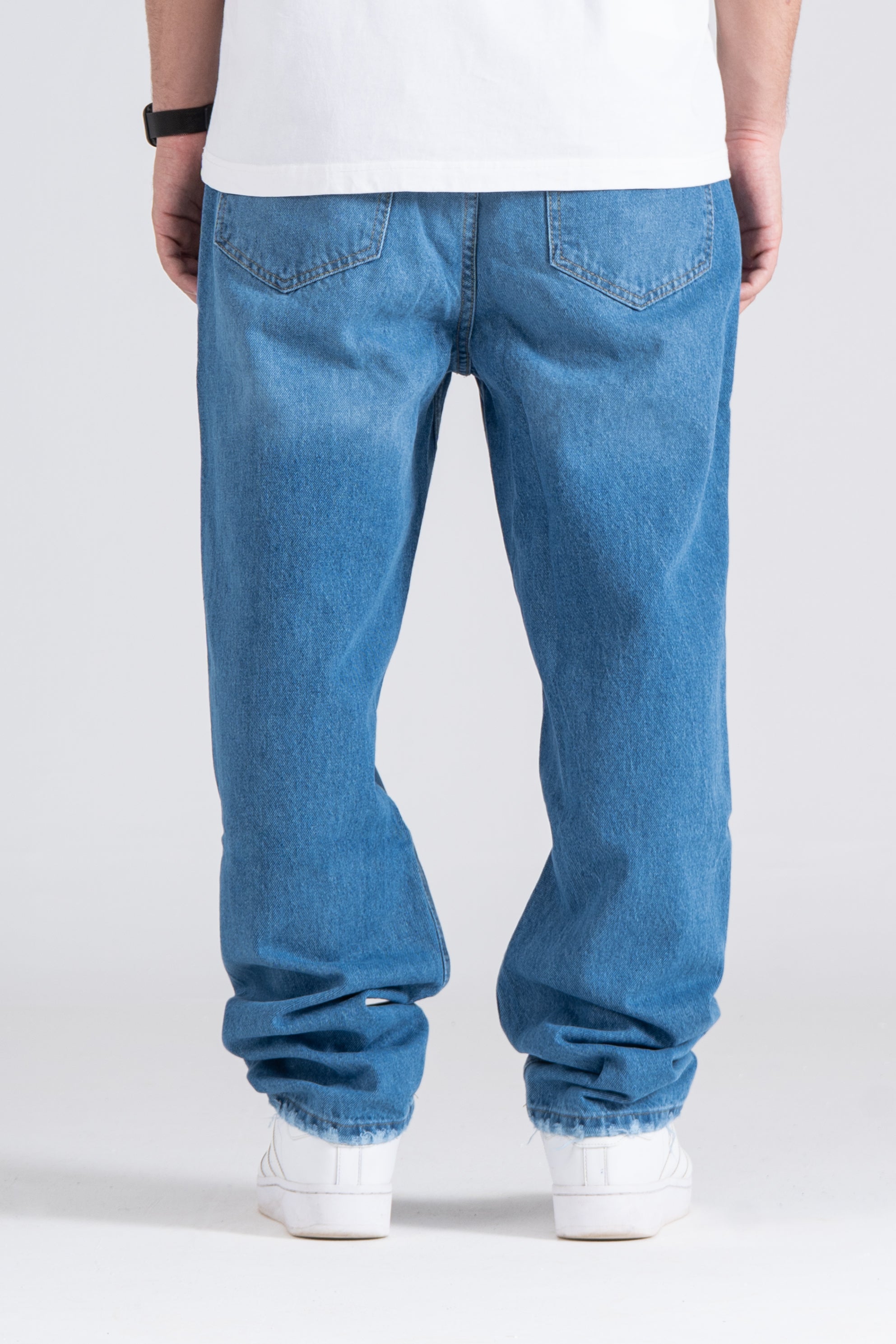 Light Blue Baggy Fit Jeans - Ribbed Cuff