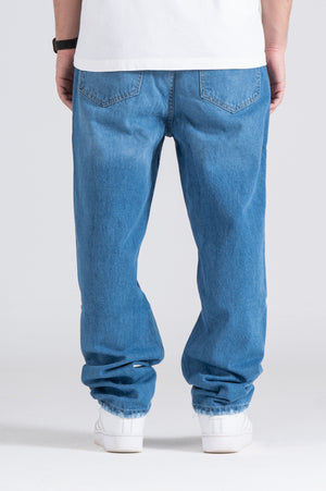 Light Blue Baggy Fit Jeans - Ribbed Cuff
