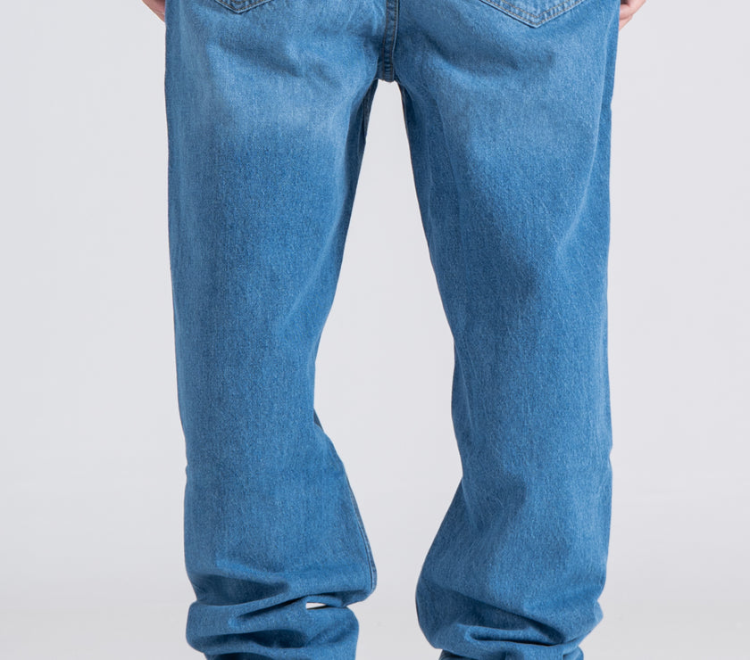 Light Blue Baggy Fit Jeans - Ribbed Cuff