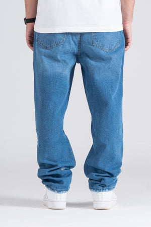 Light Blue Baggy Fit Jeans - Ribbed Cuff