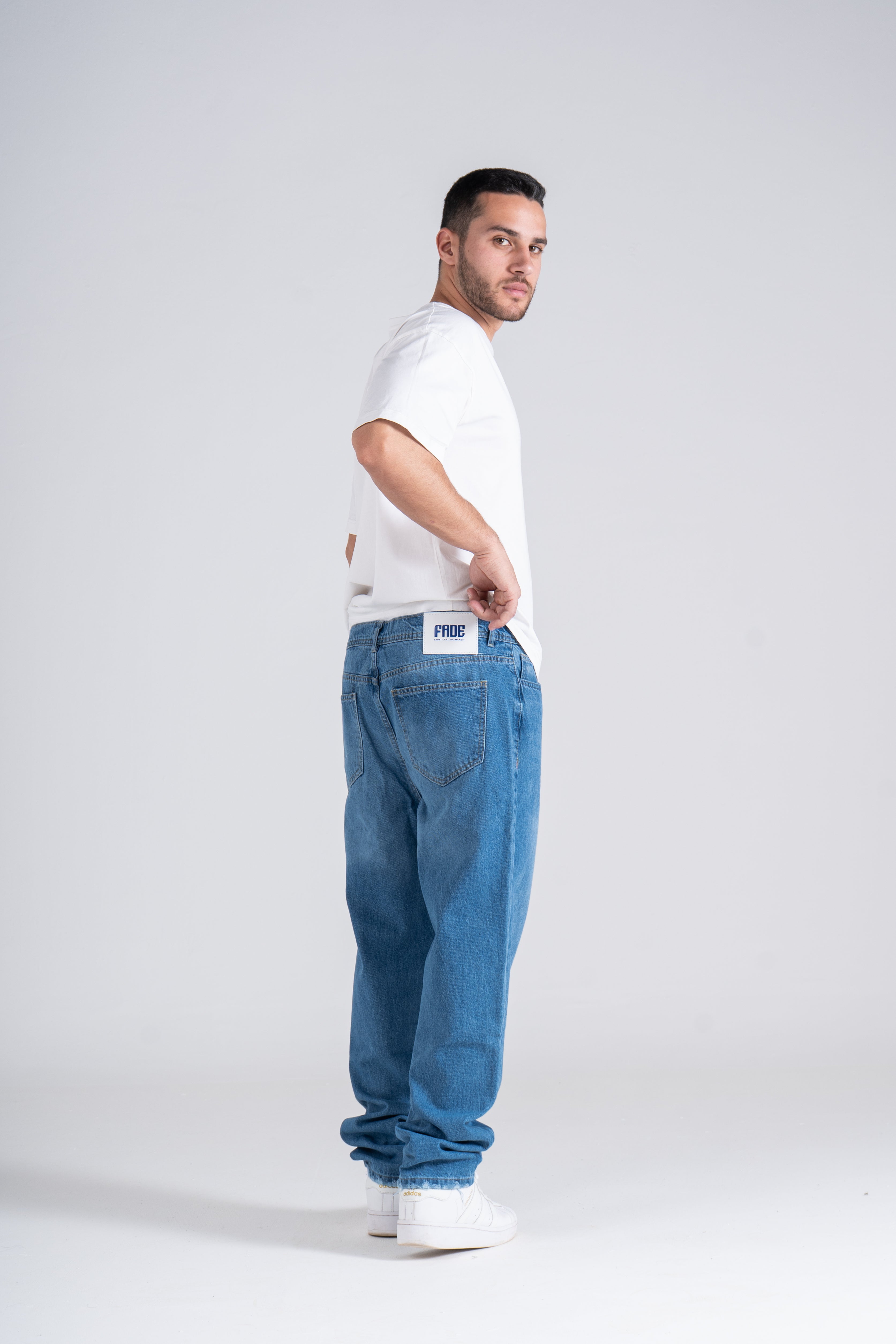 Light Blue Baggy Fit Jeans - Ribbed Cuff