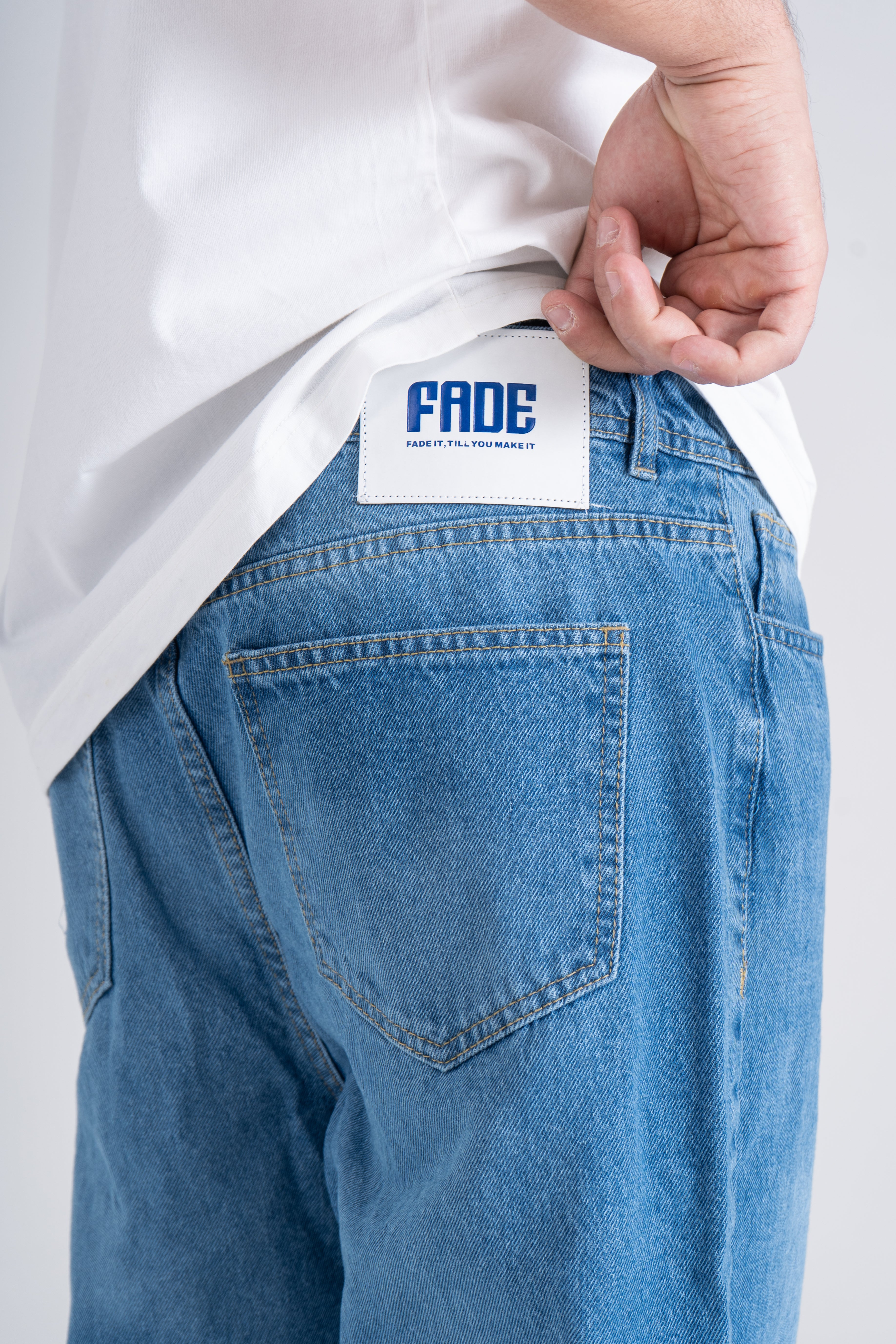 Light Blue Baggy Fit Jeans - Ribbed Cuff