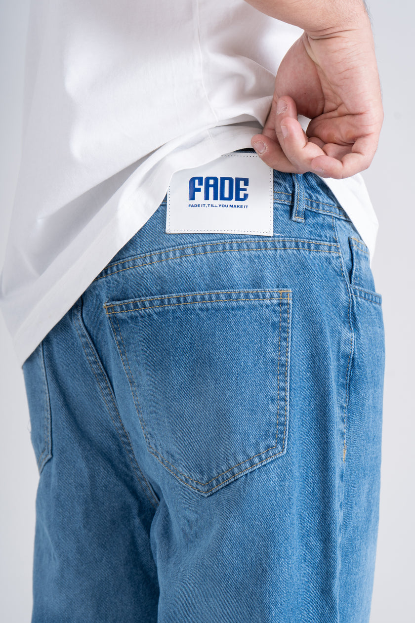 Light Blue Baggy Fit Jeans - Ribbed Cuff